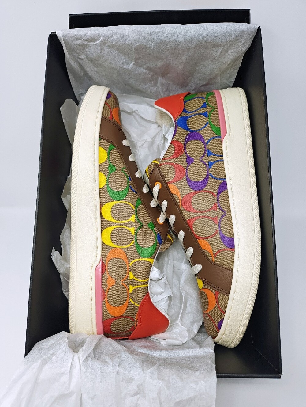Coach Lowline Low Top Sneaker Rainbow Signature Canvas. Women's 11 Men's 9.5 New